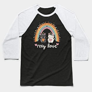 My Rainbow Cat is My Valentine Baseball T-Shirt